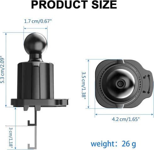 1Pc Black Universal Air Vent Clip For Car Mount Cellphone Holder Vent Grip Joint Dia-17mm For Most Bracket Air Vent Clip For Car Mount Holder Join...