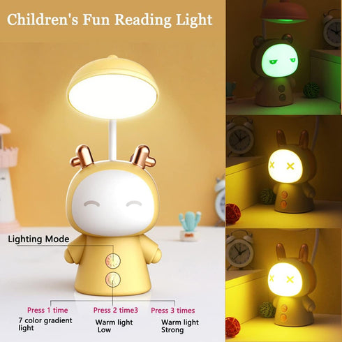 Cartoon Led Desk Lamp Learning Folding Rechargeable Eye Protection Student Children Fun Cute Reading Night Light Bedside Gradient...