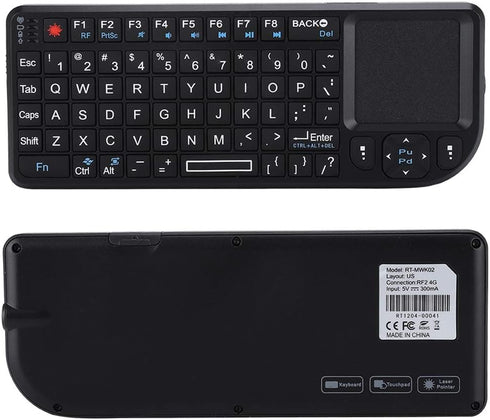 2.4GHz Wireless Touchpad Keyboard, RT-MWK02 Rechargeable Ultra-Thin Mini USB Backlit Keyboard for HTPC, for PS3/for, 360 and ONE...