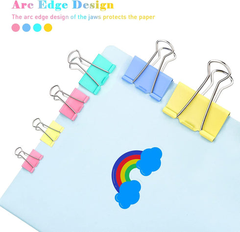 Medium Binder Clips, 1-1/4 Inch, 1.25 Inch Colorful 24 PCS, Capacity 0.6 Inch, 32mm Medium Clips, Fold Clamp, Office Supplies...