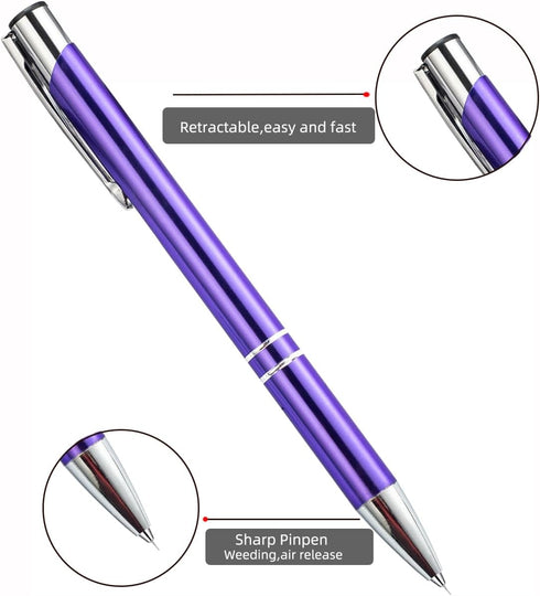 2 Pcs Pin Pen Weeding PenTool for Easy Weeding Vinyl, Quick Air Release Vinyl Weeding Pen, Retractable Weeding Pen Pin, Tint Tools Pen Pin Pinpen ...