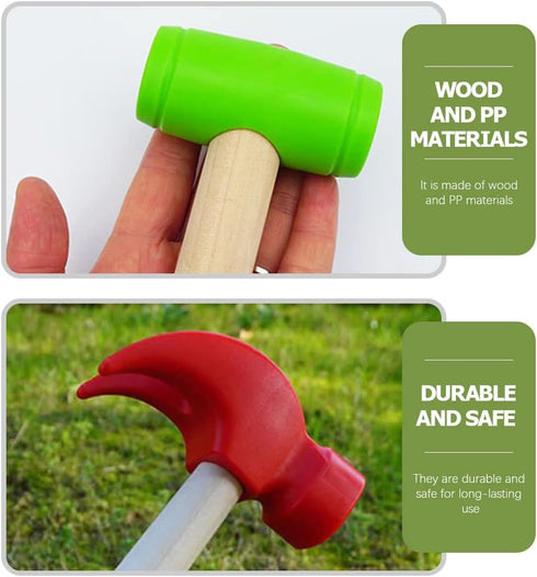 3 Pcs Wooden Hammer Toys Simulation Hammers Model Small Maintenance Tools for Kids (Red+Green)...