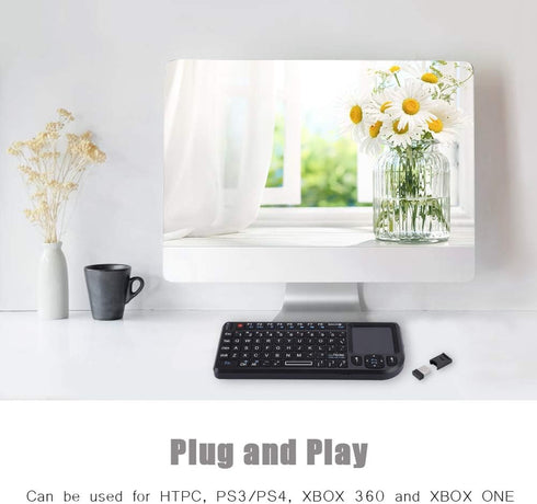 FOSA 2.4G Mini Keyboard with Touchpad, Rechargeable USB Keyboard Portable Handheld Keyboard for Smartphones, Laptops, Tablets, Game Consoles...