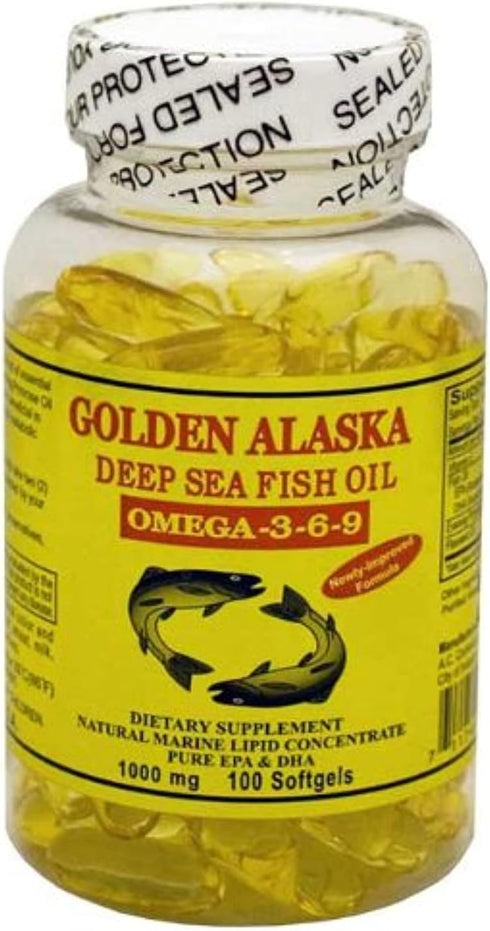Golden Alaska Deep Sea Omega-3-6-9 Fish Oil 1000mg 100 Softgels...