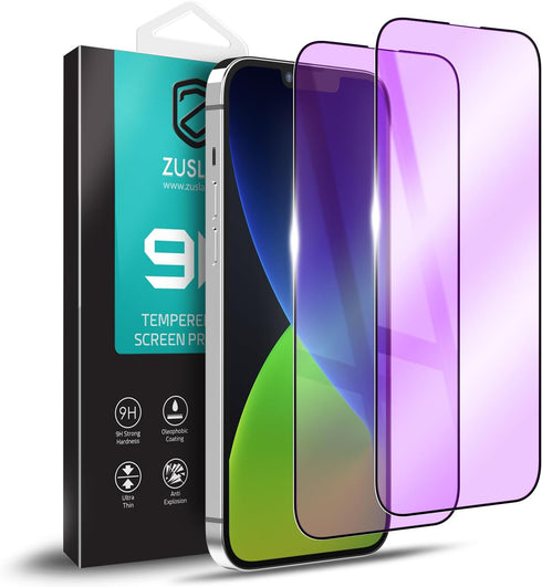 Zuslab Anti Blue Light Tempered Glass Screen Protector Compatible with Apple iPhone 13/13 Pro 6.1 Inch 2021 ?2 Pack??with Installation Frame?, Ant...