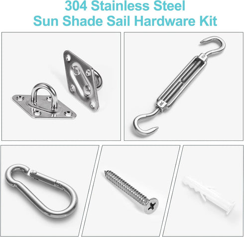 HOMPER Awning Attachment Set, Heavy Duty Sun Shade Sail Stainless Steel Hardware Kit for Garden Triangle and Square, Rectangle, Sun Shade Sail Fix...