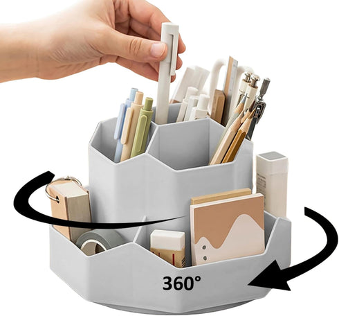 Pencil Pen Holder for Desk,9 Slots 360 Degree Rotating Desk Organizers,Desktop Storage Stationery Supplies Organizer, Cute Pencil Cup Pot For Offi...