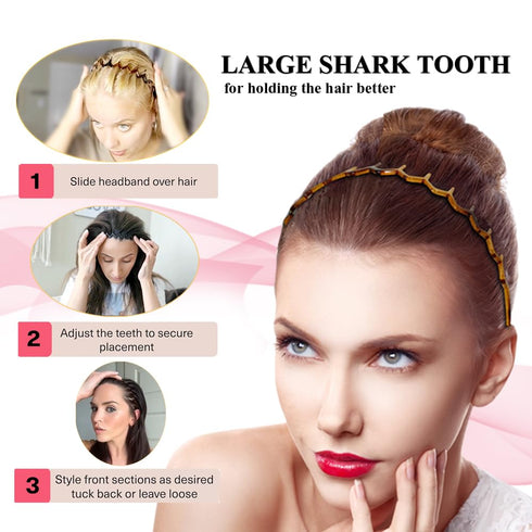 Zig Zag Headbands, Recycled Plastic Wavy Hair Band with Teeth, Headbands for Women and Men, Classic 90s Hair Accessories, (1 Black Color+1 Brown)...
