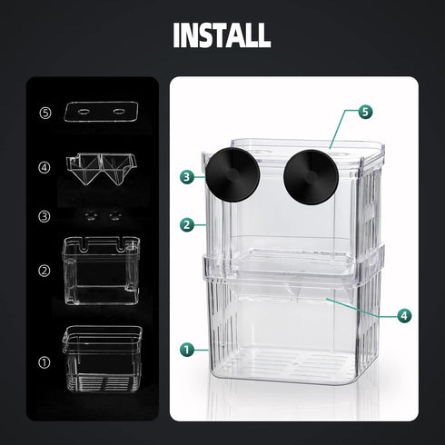 Boxtech Aquarium Fish Tank Hatchery Incubator Breeding Box, Acrylic White Breeder Isolation Divider Hatching Boxes Accessory Small Baby Fishes Shr...
