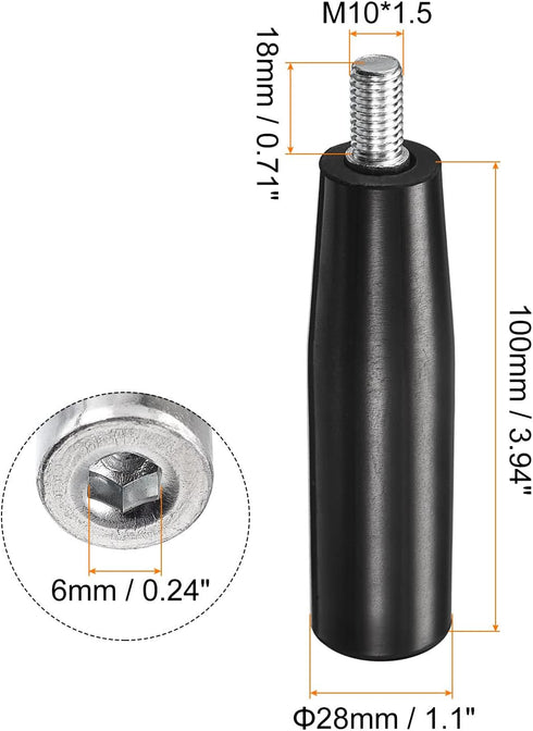 uxcell Revolving Handle Grip, 1Pcs M10x100mm(DxL) Threaded Handwheel Screw Knobs Crank Handle for Industry Lathe Milling Machine...