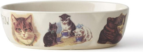 PetRageous 17006 Pet Derby Stoneware Dishwasher Safe Oval Cat Bowl 6.5-Inch Long 4-Inch Wide 2-Inch Tall Cats, 2-Cup Capacity, Off-White...