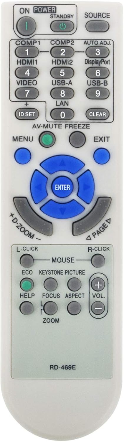 New RD-469E 7N901051 Replacement Remote fit for NEC Projector M402W M362W M322W M402X M362X M322X M282X M352WS M302WS M332XS M403W M363W M323W M40...
