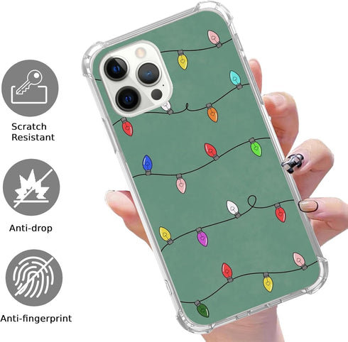 Christmas Lights Case Compatible with iPhone 13 Pro, Cute Green Christmas Holiday Case for iPhone 13 Pro, Cute TPU Bumper Protective Phone Case Co...
