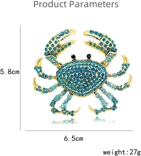 Rhinestone Crab Brooch Pin for Women Girls Gold Plated Fashion Crystal Marine Animal Brooches Lapel Pins Shiny Exaggerated Cute Holiday Vacation C...
