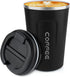 12 oz Stainless Steel Vacuum Insulated Tumbler - Coffee Travel Mug Spill Proof with Lid - Thermos Cup for Keep Hot/Ice Coffee,Tea and Beer (Black)...