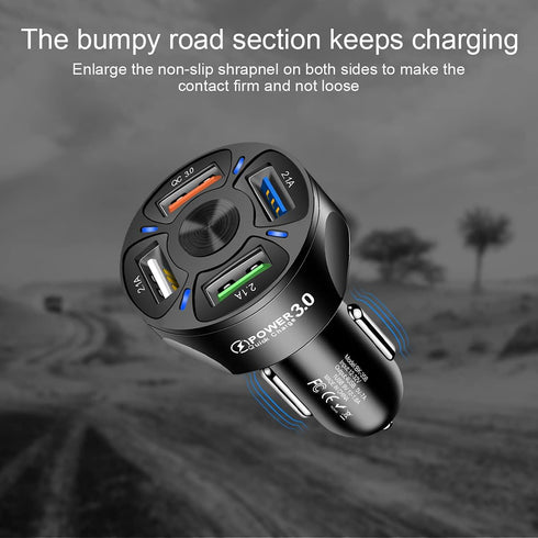 Car Charger Adapter, 4 Ports USB Fast QC3.0, Quick Phone with LED Light Display, Compatible iPhone 12 Pro Max/11 Pro/XS/XR, Galaxy S20 Ultra and M...