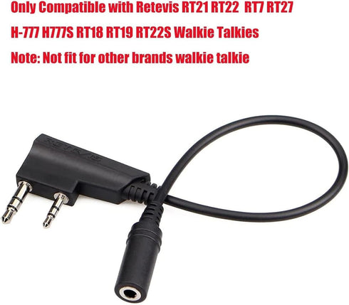 Retevis Earpiece Adapter,2 Pin to 3.5mm Walkie Talkies Headset Adapter Only Fit RT21 RT22 RT27 RT7 H-777 H777S RT18 RT19 RT22S (Not Fit for Other ...