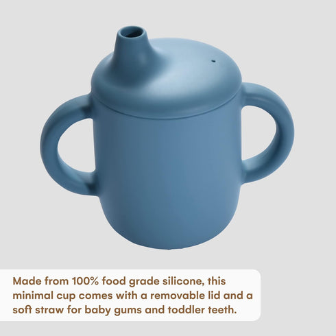 CHILDLIKE BEHAVIOR Mini Mushie Sippy Cup - Silicone Straw Cup For Baby, Toddlers - Cups Training with Lids Covers and Soft Grip Handle - Transitio...