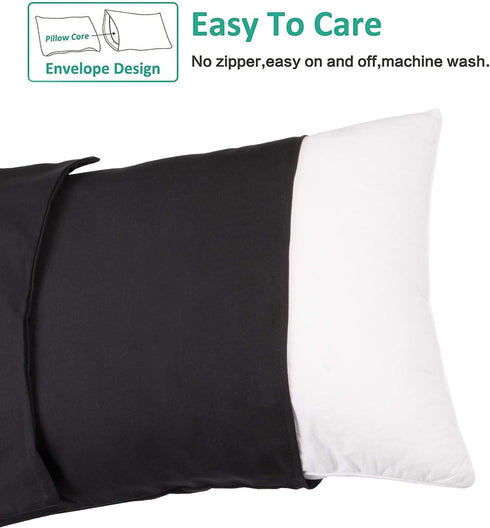 NTBAY King Pillowcase Set - 2 Pack Brushed Microfiber 20x36 Pillowcases - Soft, Wrinkle-Free, Fade-Resistant, Stain-Resistant, Black Pillowcases w...