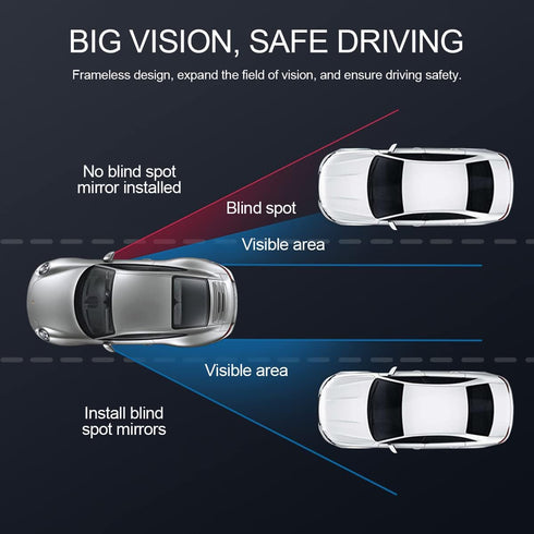 Car Blind Spot Mirror, 2PCS HD Convex Glass Angle Adjustable for Side Rearview Mirrors, Fan Shaped Frameless Rotatable Wide Angle Blind Spot Mirro...