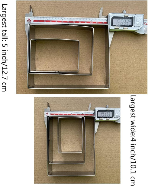Large Rectangle Cookie Cutter Set - 5”,4”,3” - 3 Piece - Stainless Steel...