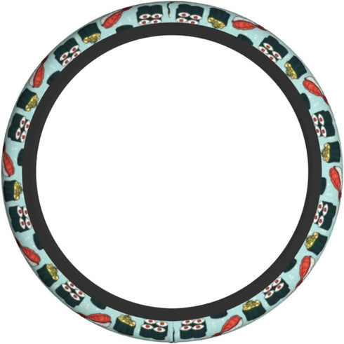 Black Cute Japanese Sushi Steering Wheel Cover Car Accessories Cute for Women Girls Girly Universal 15 Inch Neoprene Auto Interior Decor Anti Slip...