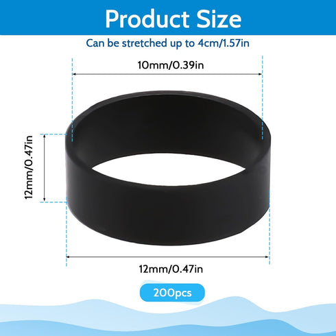 200 Pieces 0.5 Inch Small Elastic Silicone Rubber Bands Black Strong Rubberbands Heavy Round Siliconebands for Wire Cord Cable Wrapping, Bundle...