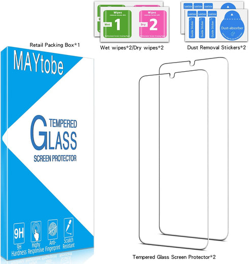 MAYtobe [2-Pack Specially Designed for T-Mobile REVVL 6, T-Mobile REVVL 6X Screen Protector Tempered Glass, No Bubbles, Anti Scratch, Easy to Inst...