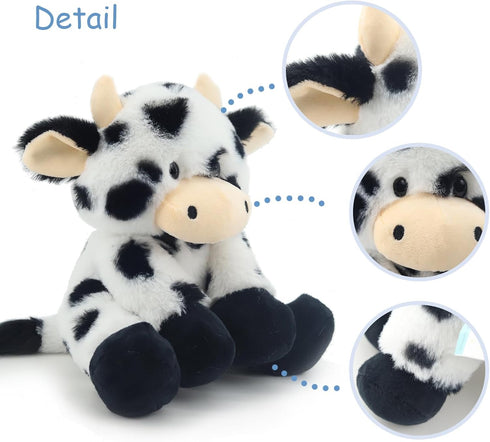 Injoy Group 9”Milk Cow Soft Stuffed Plushie Toys,Cute Cattle Toys Lifelike Stuffed Animal for Children Kids, White and Black...