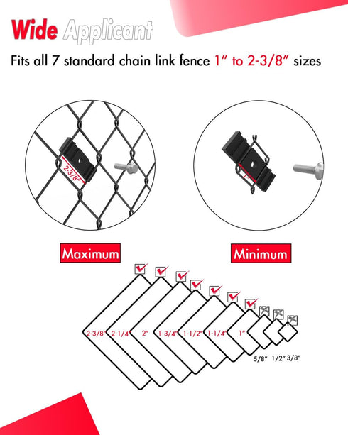 Chain Link Fence Sign Mount, Fence Sign Fastener Bracket, Fit for All Chain Link Fence, Black 8 Packs...
