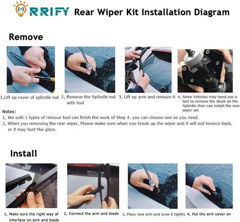 Rear Windshield Wiper Arm Blade Set 5140654AA for Dodge Magnum 2005-2008, for Dodge Nitro 2007-2009, for Chrysler 300C 2005-2008...
