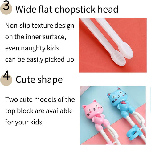 2 Pairs Kids Chopsticks - Cute Animal Cartoon Design, Plastic Training Chopsticks for Kids, Chopstick Helper/Trainer, by Bolonie...