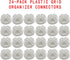 24-Pack Plastic Grid Organizer Connectors for Modular Closet Storage and Metal Grid Shelving Units, White Wire Cube Connectors with 1.42" OD and 0...