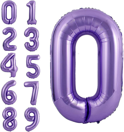 40 Inch Large Purple Balloon Number 0 Balloon Helium Foil Mylar Balloons Party Festival Decorations Birthday Anniversary Party Supplies...