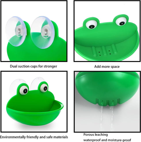 Frog Habitat with Suction Cup, 2 Pcs Cute Fish Tank Accessories Frog Dish Holder Frog Decor Frog Terrarium Decor for Tree Frog Toad Tadpole, Plast...