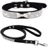 Dogs Kingdom Bling Rhinestone Dog Collar Leash Set with Glitter Bow Jewelry Soft Suede Sparkly Crytal Collar Leash Set for Pet Dogs Cats Adjustabl...