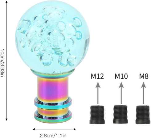 Keenso Gear Shift Knob, Gear Shift Knob with M8 M10 Adapter Universal Acrylic Transparent Bubble Shifter Head Car Styling Accessories for Cars (Li...