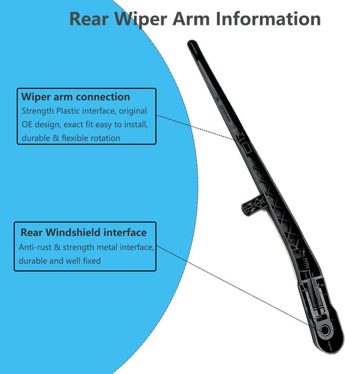 Rear Window Wiper Arm & Blade Replacement for Jeep Liberty 2008-2012 Rear Windshield Wiper Arm & Blade, Factory OE Style Rear Window Wiper Arm Bla...