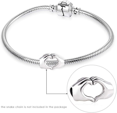 GW 925 Sterling Silver Heart Charms Fit for Bracelets Pendant for Necklace for Women...