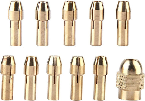 11pcs 4-jaw Copper Drill Chuck Collet Set for Mini Electric Grinder Rotate Tool 0.5-3.2mm Rotating Tool Accessories with Collet Cap...