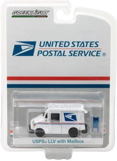Greenlight 29888 United States Postal Service (USPS) Long Live Postal Mail Delivery Vehicle (Llv) with Mailbox Accessory Hobby Exclusive 1/64 Diec...
