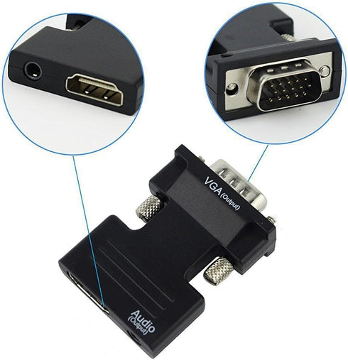 HDMI to VGA Adapter, 1080P 60Hz, with 3.5mm Audio Cable, Compatible for Laptop Computer to TV Projector Monitor...