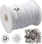 200 Feet Candle Wicks Roll, 24 PLYBraided Candle Wicks Natural Cotton Candle Wick Core Spool and 100 Pcs Metal Candle Wick Sustainer Tabs for Cand...