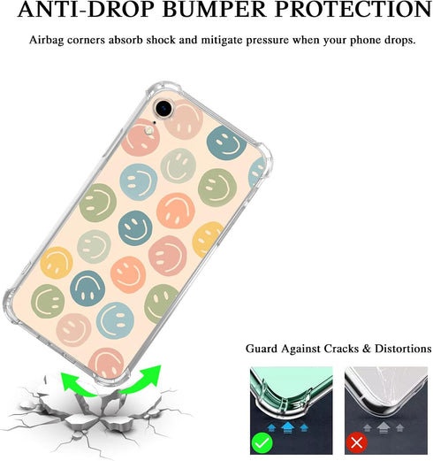 Cute Colorful Smile Face Case Compatible with iPhone XR, Happy Face Case for iPhone XR for Teens Men and Women, Cool TPU Bumper Phone Case Cover...
