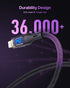 240W USB C to USB C Transparent Cable with LED Display Compatible with 140W 100W Fast Charging for MacBook Pro,lPhone15/15Pro/15ProMax,Samsung Gal...