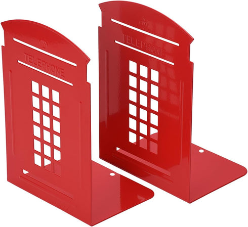 MerryNine 2pcs Book Ends, Metal Bookends for Shelves, Telephone Booth Decorative Bookends, Non Skid Heavy Bookends, Book, Magazine or CD Organizer...