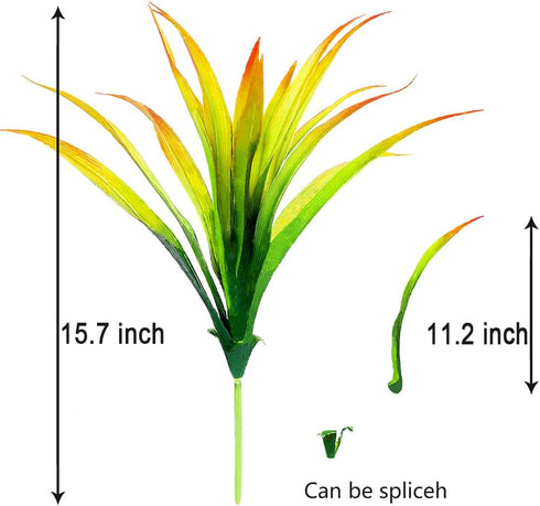 CLONG 4pcs Artificial Fake Grass Plants Faux Fake Grasses Plastic Plant Greenery (Orange and Green)...