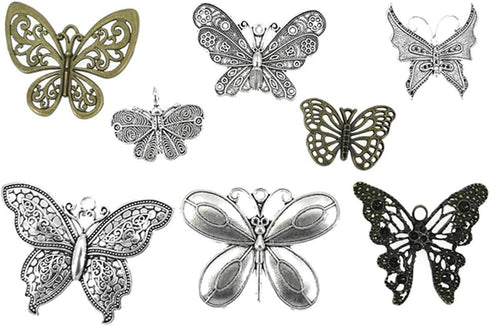 Assorted Butterfly Charm Pendant Connector for DIY Jewelry Making Findings(21pcs,Big Size)...