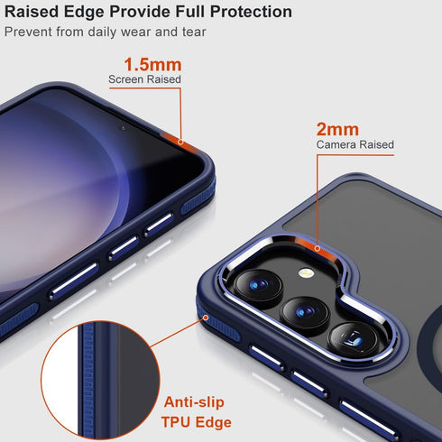 for Samsung Galaxy S23 FE Case compatible with Magsafe - Dual color design Shockproof Protection with Anti-Slip Strip, Magnetic Translucent Phone ...
