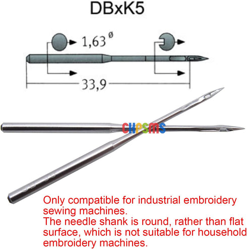 GROZ-BECKERT Needle in CKPSMS Clear Plastic Box- 100 Groz Beckert DBXK5 Industrial Embroidery Sewing Machine Needles Compatible with Tajima Baruda...